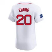 White Elite Yu Chang Men's Boston Red Home Patch Jersey