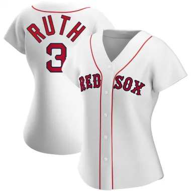 White Replica Babe Ruth Women's Boston Red Home Jersey