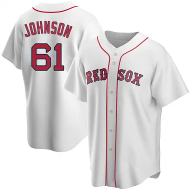 White Replica Brian Johnson Men's Boston Red Home Jersey