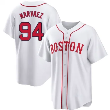 White Replica Carlos Narvaez Youth Boston Red 2021 Patriots' Day Jersey