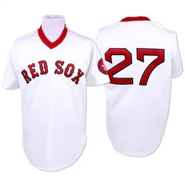 White Replica Carlton Fisk Men's Boston Red Throwback Jersey