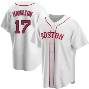 White Replica David Hamilton Men's Boston Red Alternate Jersey