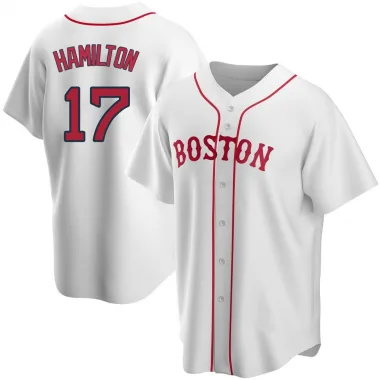 White Replica David Hamilton Men's Boston Red Alternate Jersey