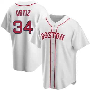 White Replica David Ortiz Men's Boston Red Alternate Jersey