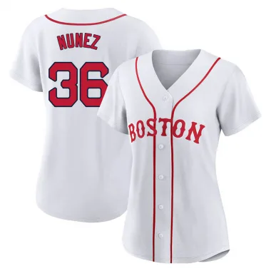 White Replica Eduardo Nunez Women's Boston Red 2021 Patriots' Day Jersey