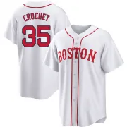 White Replica Garrett Crochet Youth Boston Red 2021 Patriots' Day Jersey