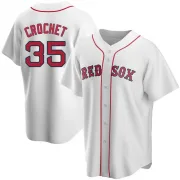 White Replica Garrett Crochet Youth Boston Red Home Jersey