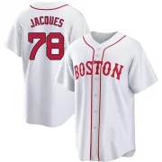 White Replica Joe Jacques Men's Boston Red 2021 Patriots' Day Jersey