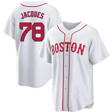 White Replica Joe Jacques Men's Boston Red 2021 Patriots' Day Jersey