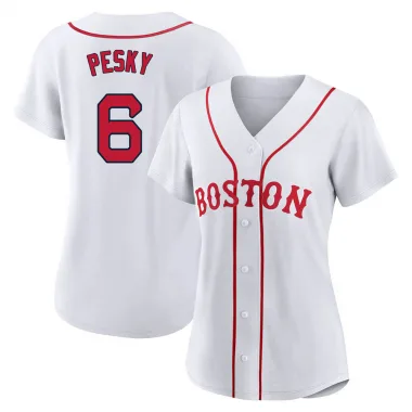 White Replica Johnny Pesky Women's Boston Red 2021 Patriots' Day Jersey