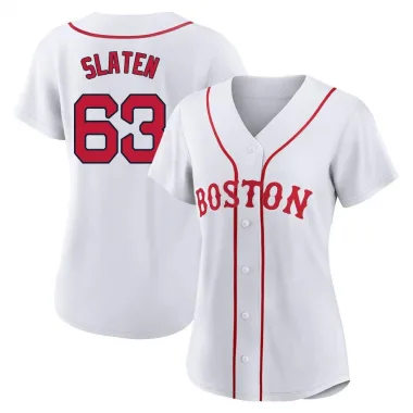 White Replica Justin Slaten Women's Boston Red 2021 Patriots' Day Jersey