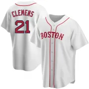 White Replica Roger Clemens Men's Boston Red Alternate Jersey