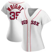 White Replica Steven Wright Women's Boston Red Home Jersey